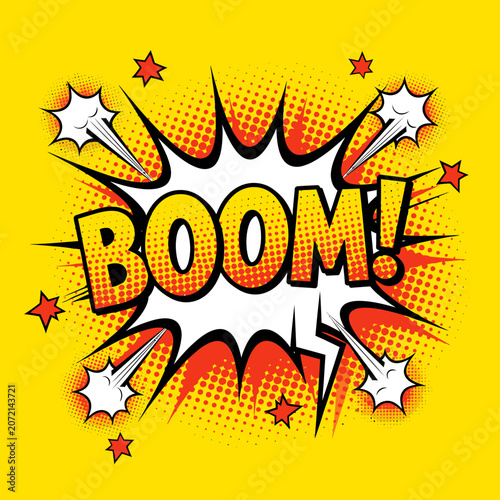 Vibrant comic book explosion with BOOM text effect