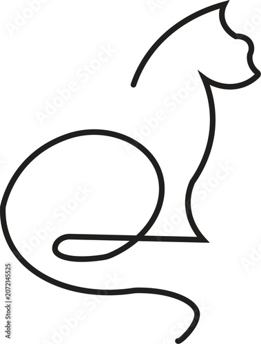 Minimalist continuous line drawing of a sitting cat