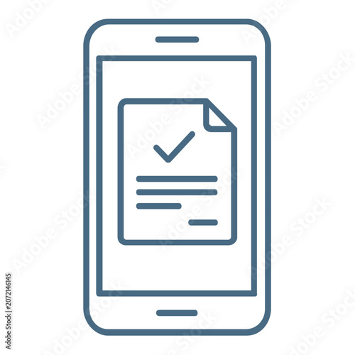 Clean flat vector line icon of a digital e receipt on a smartphone, ideal for mobile checkout, expense tracking, paperless billing, and retail apps.