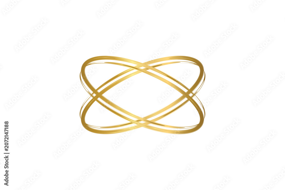 Naklejka premium Interlocking golden rings forming an abstract infinity symbol for luxury branding