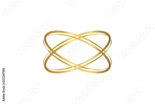 Interlocking golden rings forming an abstract infinity symbol for luxury branding