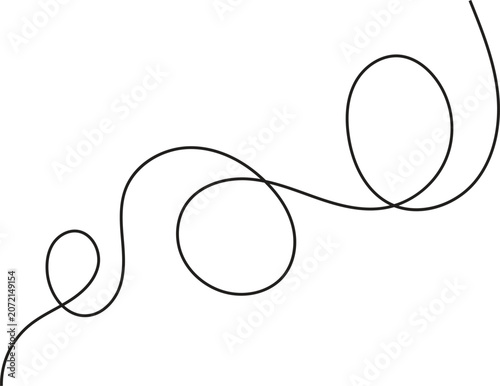 Abstract continuous line drawing with loops on a white background