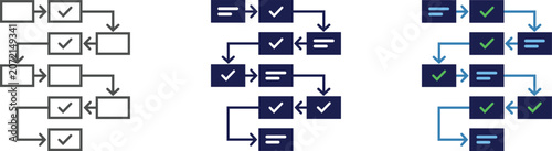 Workflow Process Flowchart Icon in Modern Flat Vector Style