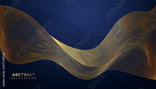 Abstract Gold Background Luxury Dark Blue And Golden Line Template Premium Vector