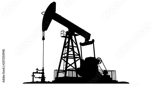 Oil pump jack silhouette against a white background