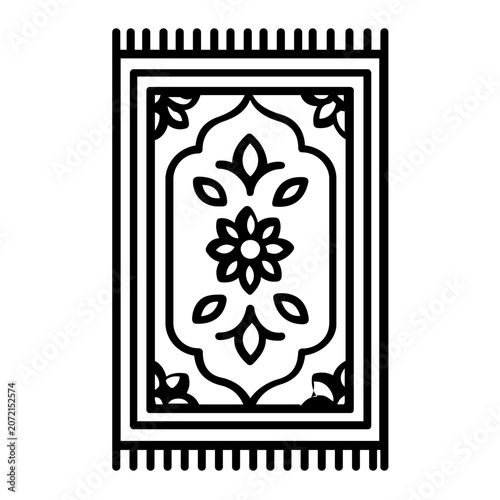 Clean flat vector line icon of a folded prayer rug, suited for mosque signage, Ramadan planners, worship apps, and Islamic lifestyle layouts.