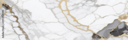 Luxury White Marble Background with Gold Veins and Gray Natural Stone Texture. Luxury Calacatta Marble Surface Featuring Golden Metallic Veins and Natural Stone Pattern. Premium White Marble Texture.
