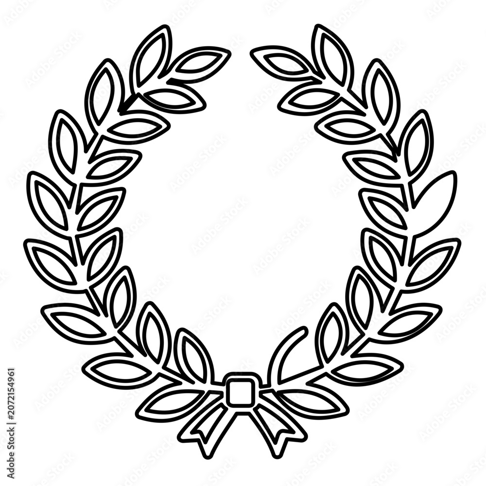 Fototapeta premium A clean flat vector line icon of a victory laurel wreath, perfect for award logos, sports milestones, honor badges, or champion announcements.