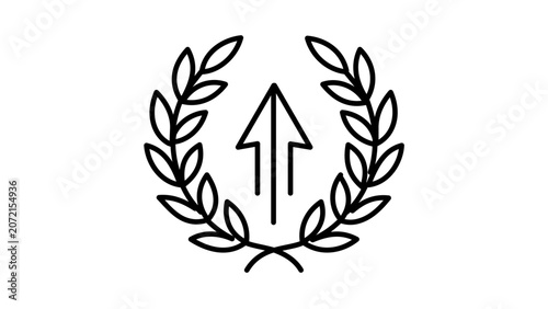 A clean flat vector line icon of a champion laurel wreath, ideal for award certificates, winner seals, achievement badges, or sports honors.