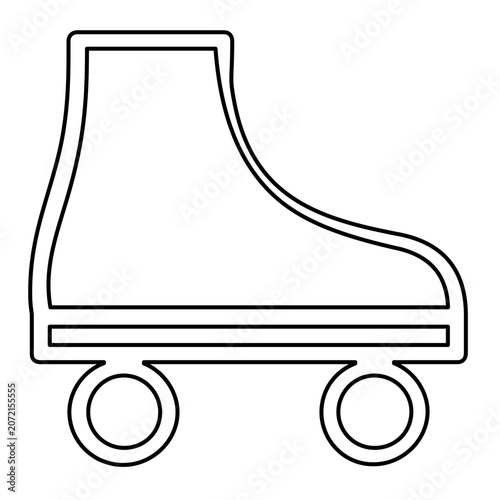 A clean flat vector line icon of a roller skate, ideal for rink schedules, retro sports graphics, fitness apps, and recreational activity guides.
