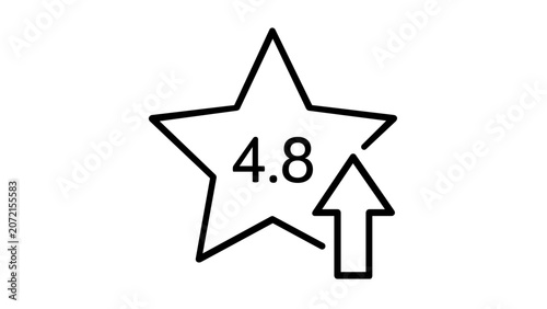 A clean flat vector line icon showing a star rating mark, perfect for service reviews, app rankings, satisfaction surveys, and ecommerce feedback.