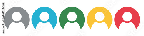 Colorful User Profile Avatar Icons Set. Default Account and Contact Symbols.