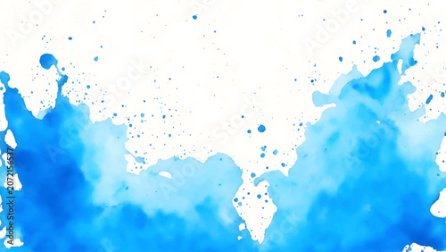 Modern Blue Watercolor Stains and Splashes, Minimal Artistic Background Design. Abstract Blue Watercolor Splash Background with Artistic Ink Stains and Paint Splatters