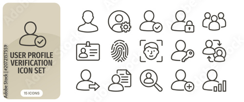 Foto User profile verification icon set thin line icons for user account, identity se