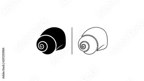 Minimalist Snail Shell Silhouette and Line Art Icon
