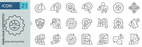 Tablou pe pânză Risk Mitigation icon collection set outline