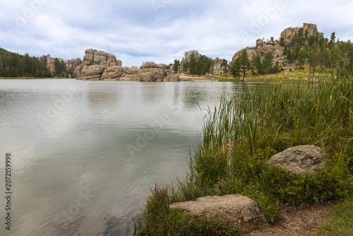 Canvas Print Tall grass along the Sylvan Lake shore trail at Custer State Park, South Dakota