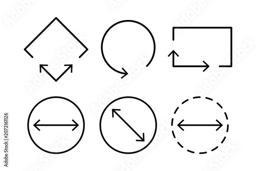 Bild auf Leinwand Arrow Navigation and Direction Control Line Icons Set