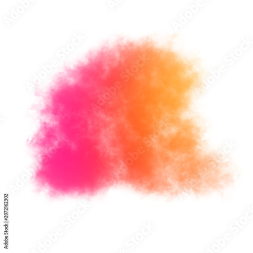Abstract colorful powder explosion cloud with pink magenta orange and yellow gradient isolated