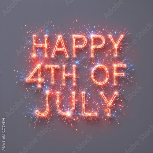 Vibrant Happy 4th Of July Celebration Text With Sparklers On Adobe Stock
