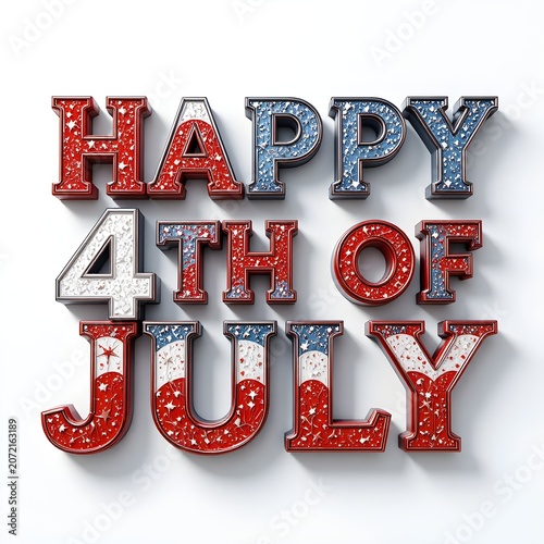 4th of July Celebration with Patriotic Text on Adobe Stock Image