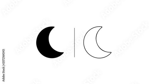 Minimalist Crescent Moon Icon Set Design