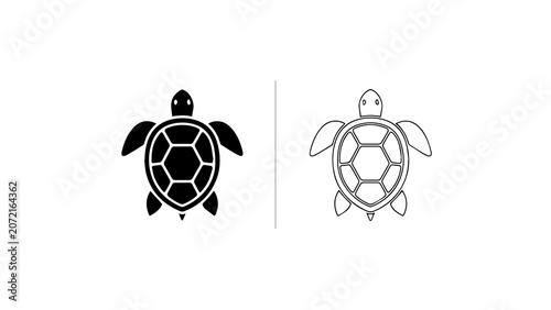Minimalist Sea Turtle Icon Set Vector Illustration