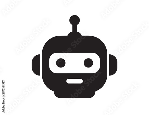 Black Chatbot Assistant Icon with Sparkle for AI and Technology
