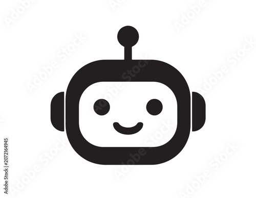 Cuadro en lienzo Black Chatbot Assistant Icon with Sparkle for AI and Technology
