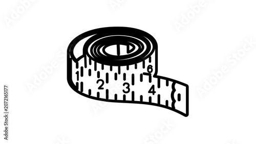 Clean flat vector line icon of a soft measuring tape loop, suited to sewing patterns, textile workshops, alterations, and handmade clothing brands.