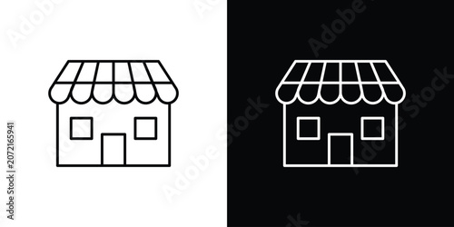 Foto Local store icons vector illustrations in strokes lines