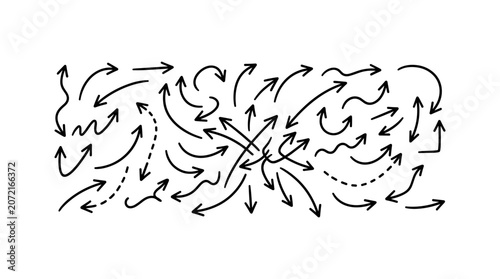 Collection of hand drawn arrows with various shapes for business presentation design use.
