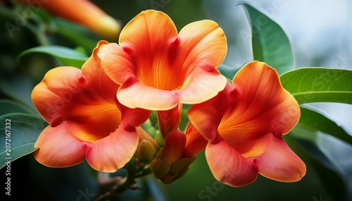 Flowers Of Campsis Close Up