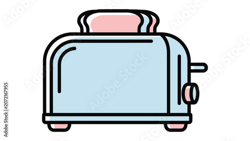 Flat vector icon of a kitchen toaster with bread slice