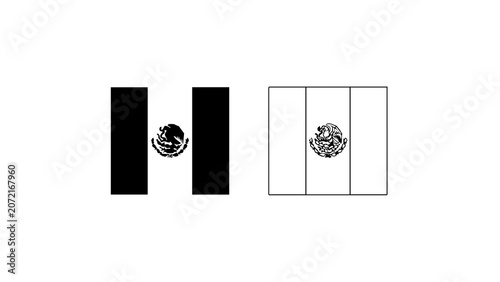 Mexican Flag Icon Solid And Outline Design