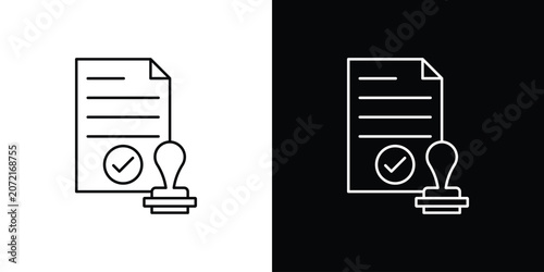 Photos Permit icons vector illustrations in strokes lines
