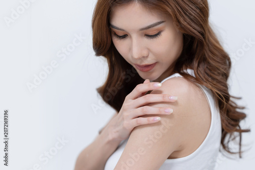 Young asian woman posing for beauty concept on white background