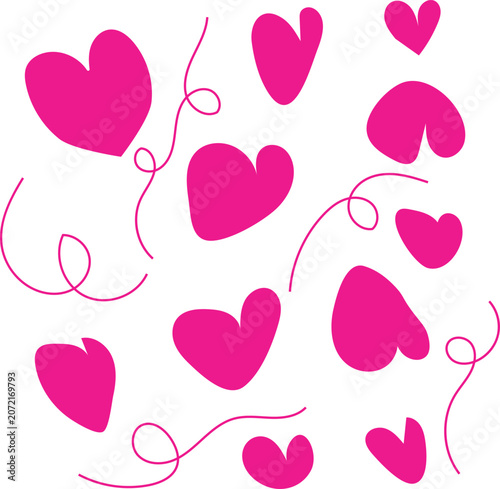 Pink heart shapes seamless pattern backdrop vector illustration