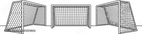 Soccer goal net in different views