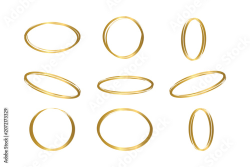 Golden rings vector set featuring abstract hand drawn brush strokes for luxury branding