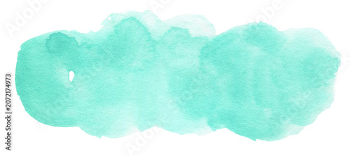 Abstract mint green watercolor spot for text or logo isolated on white background	