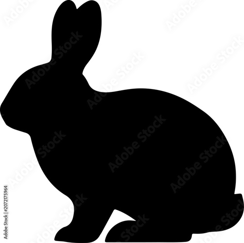 Minimalist Black Silhouette of a Sitting Rabbit Isolated on a Clean White Background Graphic