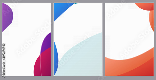 Cuadro en lienzo Abstract geometric triptych background with fluid organic shapes and dotted half