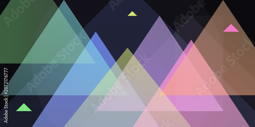 Abstract mountain landscape with overlapping geometric triangles in vibrant transparent colors vector illustration