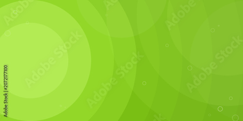 Green abstract background with concentric circles and subtle bubbles for modern graphic design