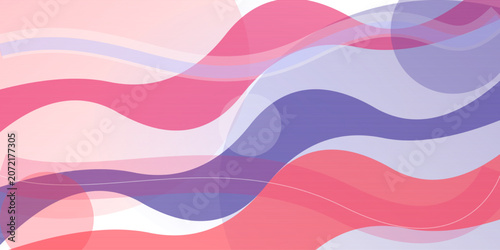 Abstract background with flowing wavy lines in pink and purple gradient vector illustration