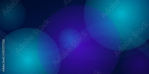 Abstract digital background with glowing blue circles and flowing dotted wave lines vector