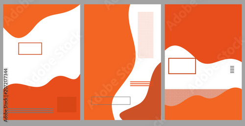 Abstract orange and white geometric brochure templates with fluid shapes and modern layout