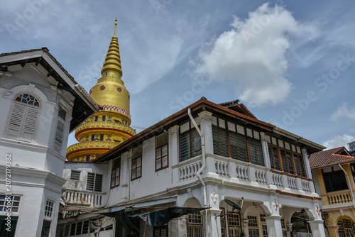 Traditional houses on Lorong Bangkok in Georgetown on Penang Island, Malaysia