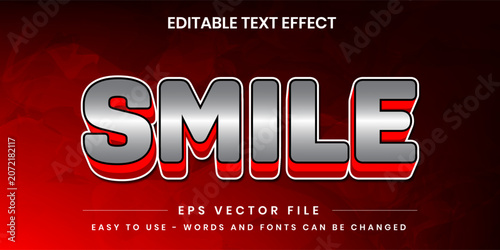 Smile Silver Chrome Metallic 3D Bold Editable Text Effect